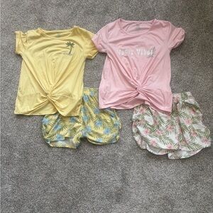 Kids Shorts Sets - Yellow and Pink